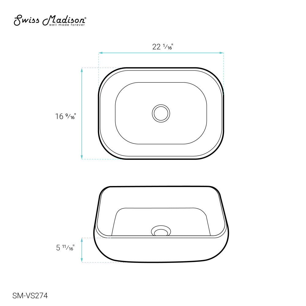Chateau 22 Square Ceramic Vessel Sink