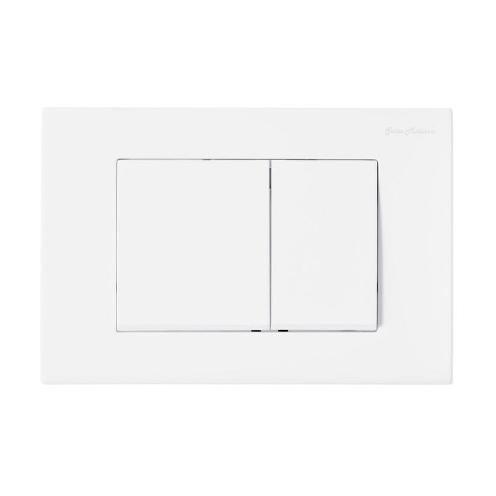Wall Mount Dual Flush Actuator Plate with Square Push Buttons in Matte White