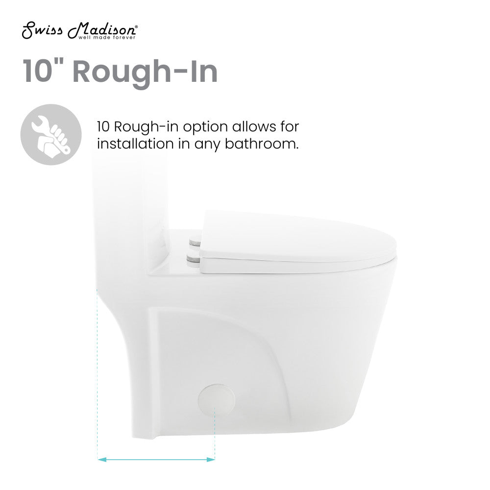 St. Tropez One-Piece Elongated Toilet Left Side Flush, 10" Rough-In 1.28 gpf