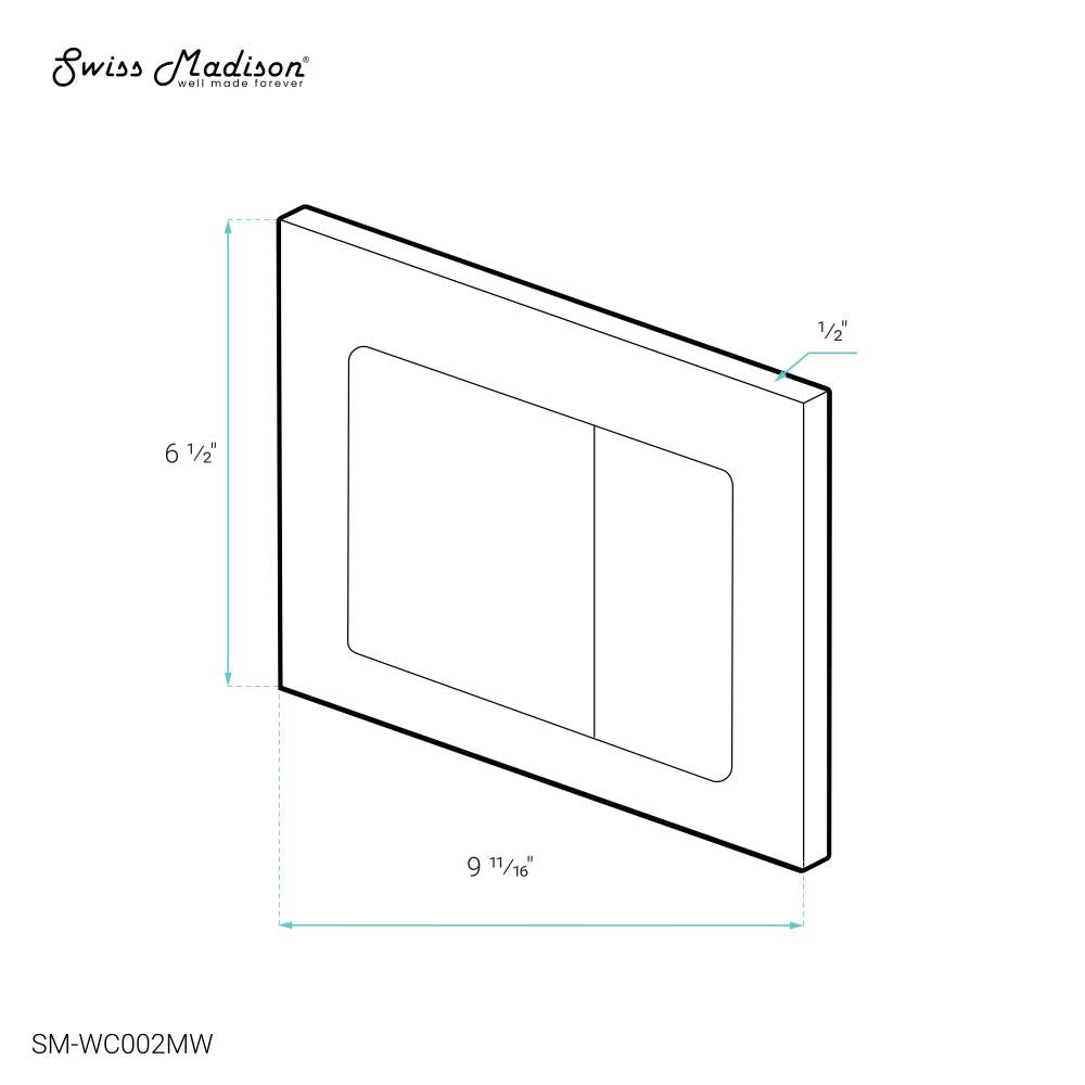 Wall Mount Dual Flush Actuator Plate with Square Push Buttons in Matte White