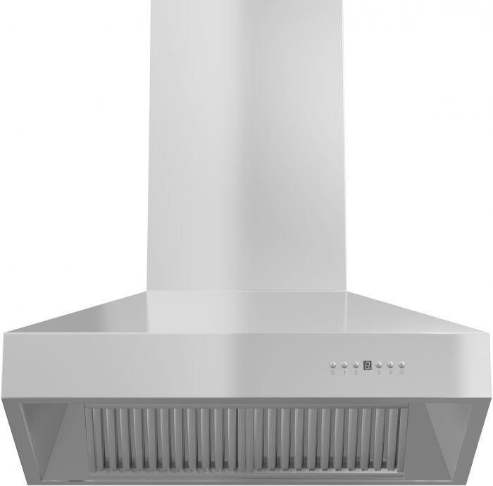 ZLINE 36 in. Professional Ducted Wall Mount Range Hood in Stainless Steel with Crown Molding, 667CRN-36