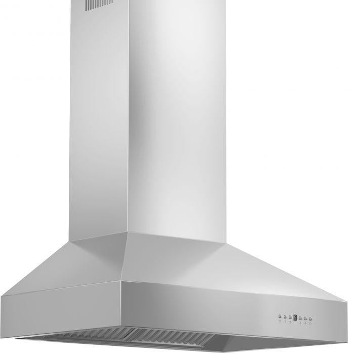 ZLINE 36 in. Professional Ducted Wall Mount Range Hood in Stainless Steel with Crown Molding, 667CRN-36