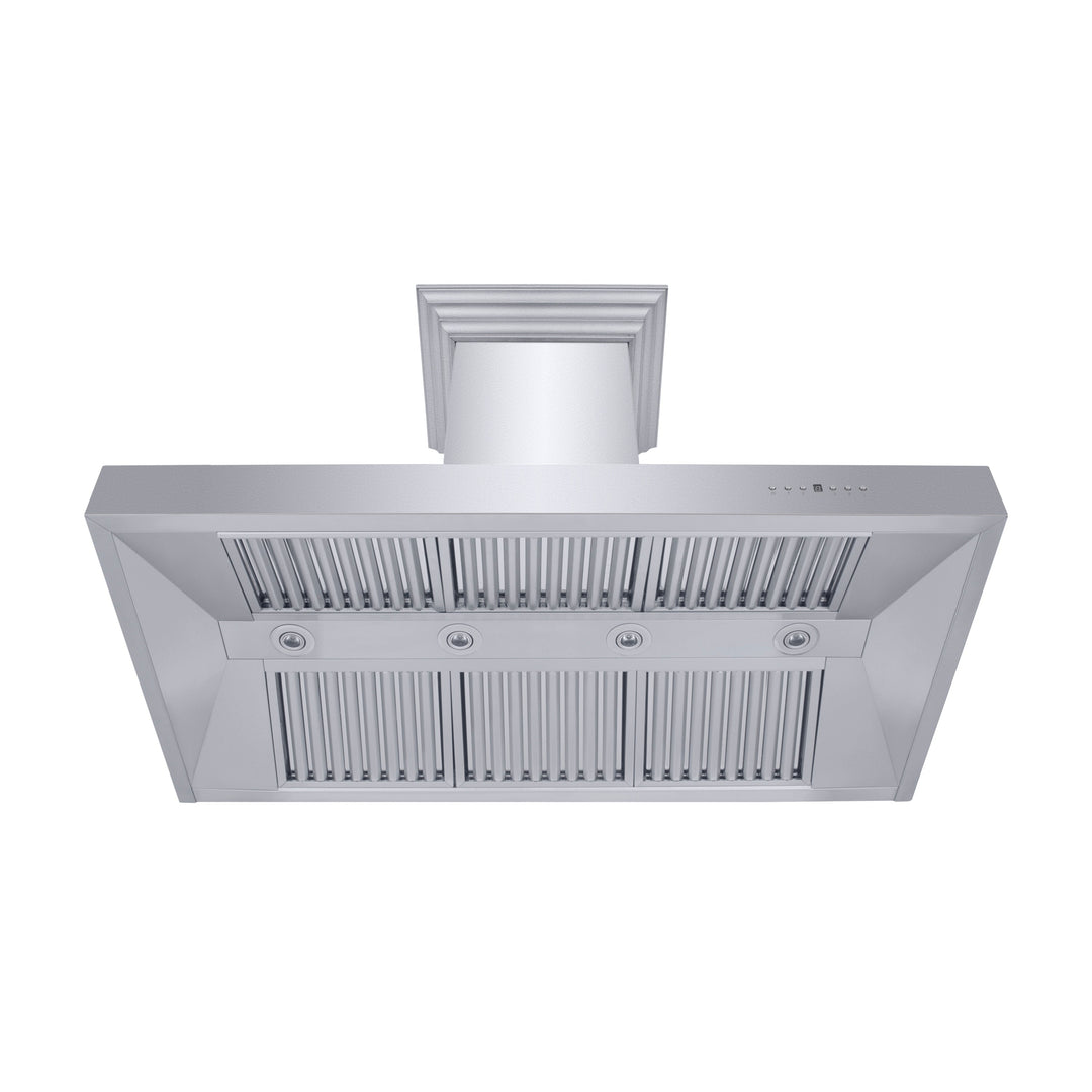 ZLINE 48" Professional Ducted Wall Mount Range Hood in Stainless Steel with Crown Molding (667CRN-48)