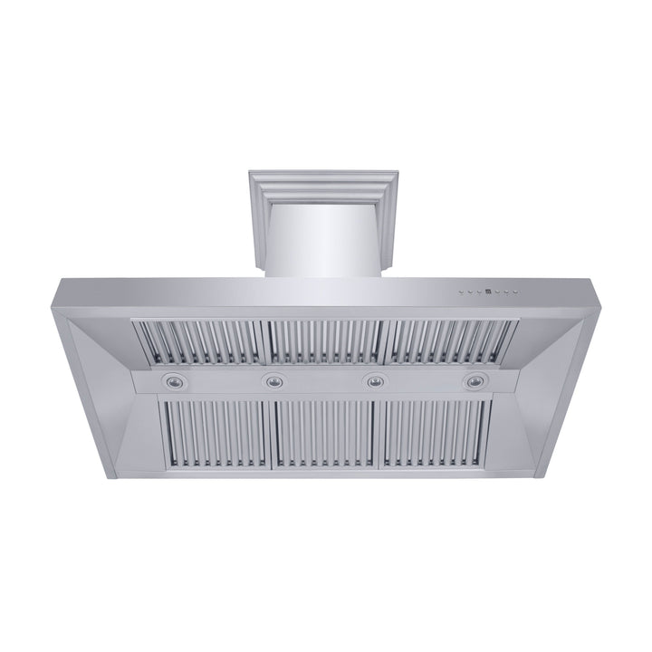 ZLINE 48" Professional Ducted Wall Mount Range Hood in Stainless Steel with Crown Molding (667CRN-48)