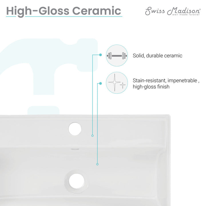 Claire 22" Wall-Mount Bathroom Sink with Silver Towel Bar