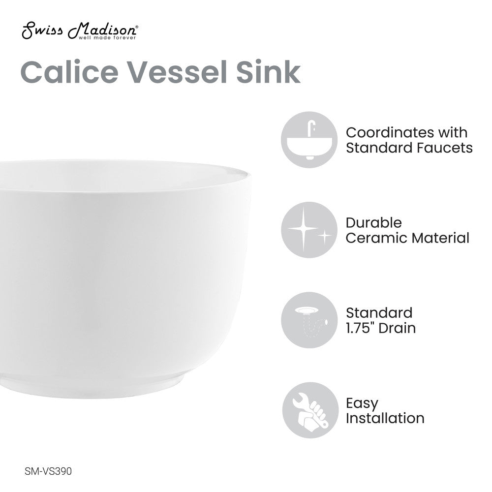 Calice 15'' Vessel Sink in White