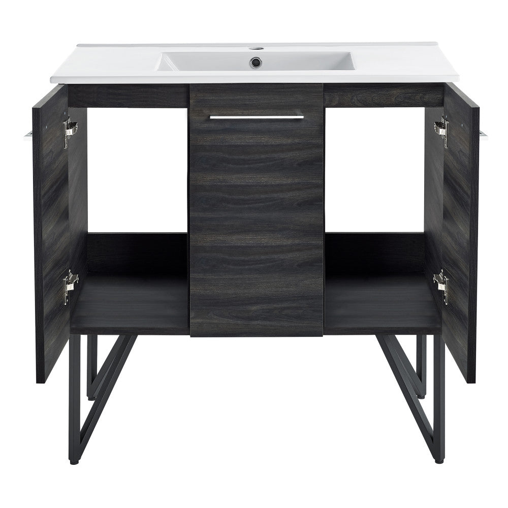 Annecy 36 Single, Black Walnut, Two Doors, One Drawer, Bathroom Vanity