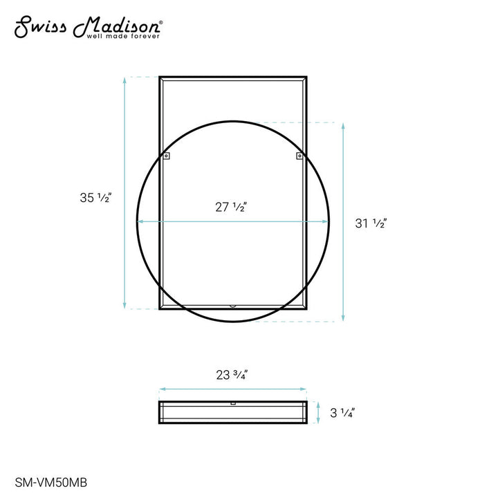 Pierre 35.5" Vanity Mirror in Matte Black