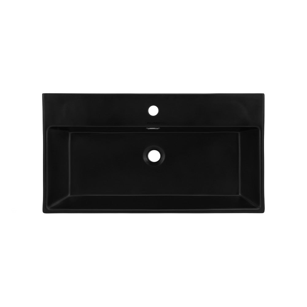 Claire 30 Ceramic Console Sink Matte Black Basin Matte White Legs