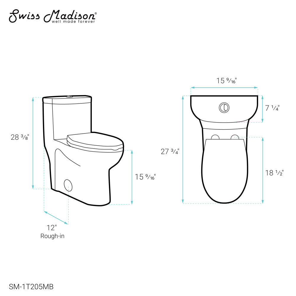 Sublime One-Piece Elongated Toilet Dual-Flush in Matte Black 1.1/1.6 gpf