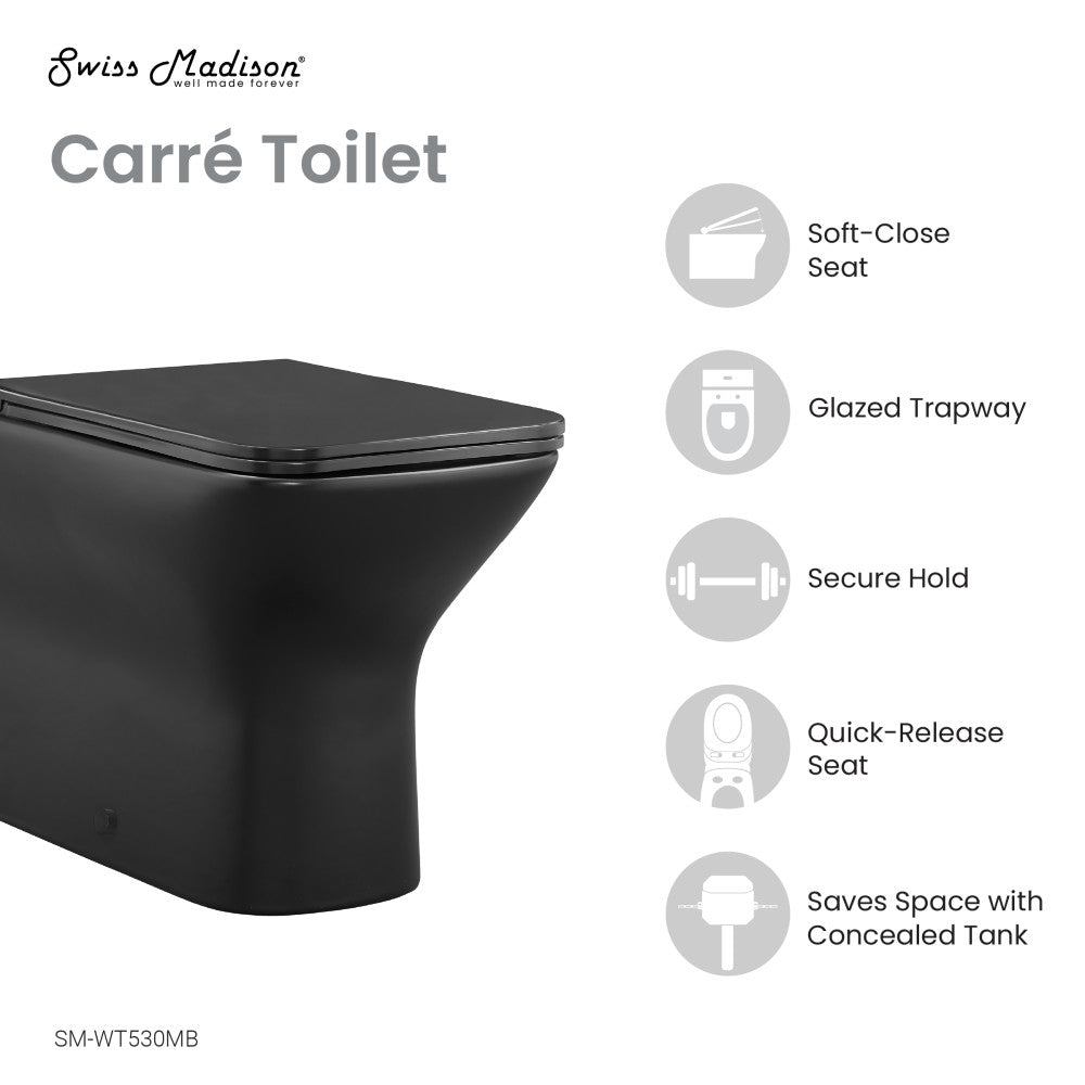 Carre Back-to-Wall Elongated Toilet Bowl in Matte Black