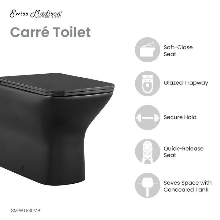 Carre Back-to-Wall Elongated Toilet Bowl in Matte Black