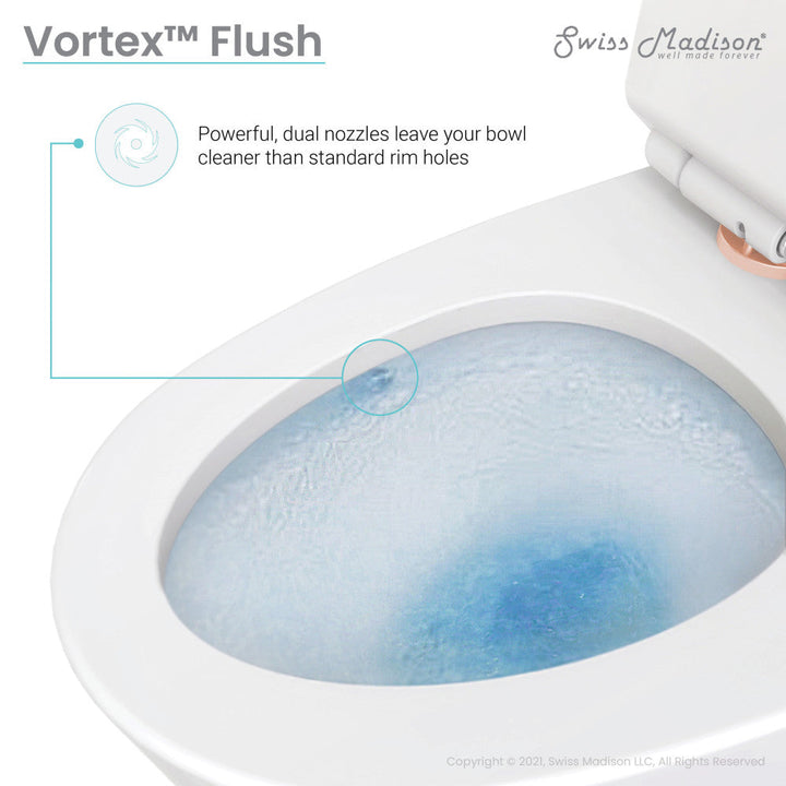 St. Tropez One Piece Elongated Toilet Dual Vortex™ Flush, Rose Gold Hardware