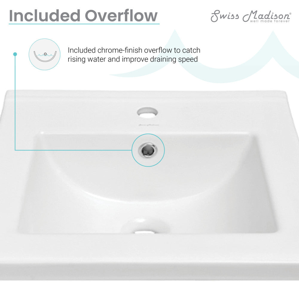 18" Ceramic Square Vanity Sink Top