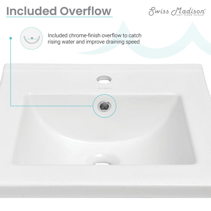 18" Ceramic Square Vanity Sink Top