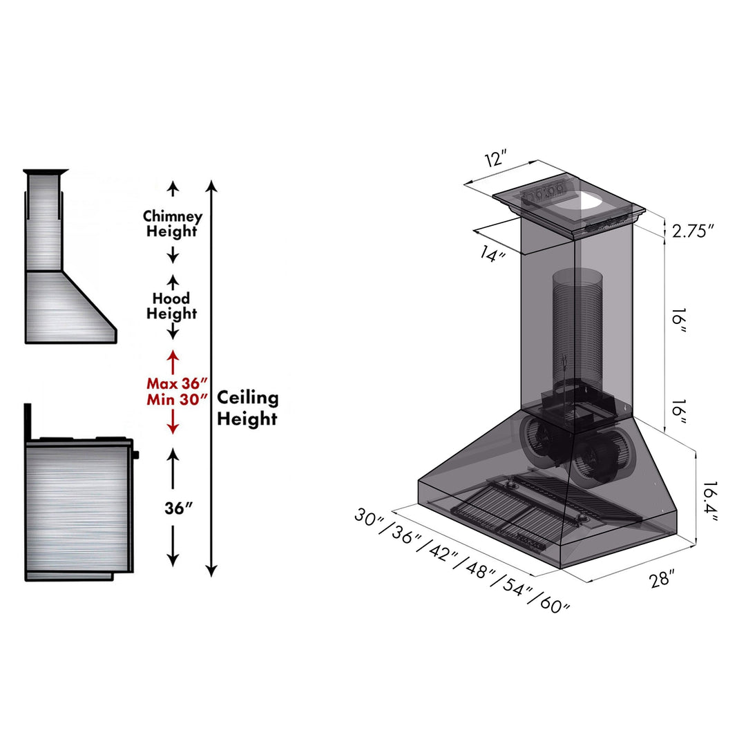 ZLINE 30" Professional Wall Mount Range Hood Stainless Steel