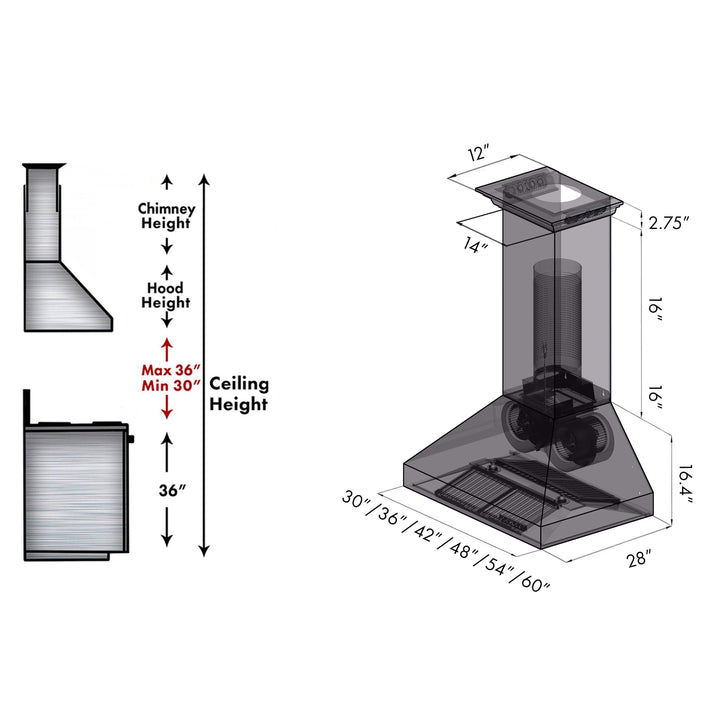 ZLINE 30" Professional Wall Mount Range Hood Stainless Steel
