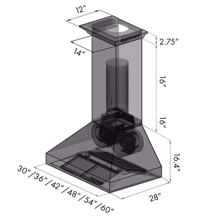 36" ZLINE CrownSound™Ducted Vent Wall Mount Range Hood in Stainless Steel with Built-in Bluetooth Speakers (697CRN-BT-36)