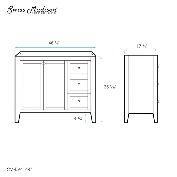 Cannes 48" Bathroom Vanity Cabinet Only (SM-BV414)