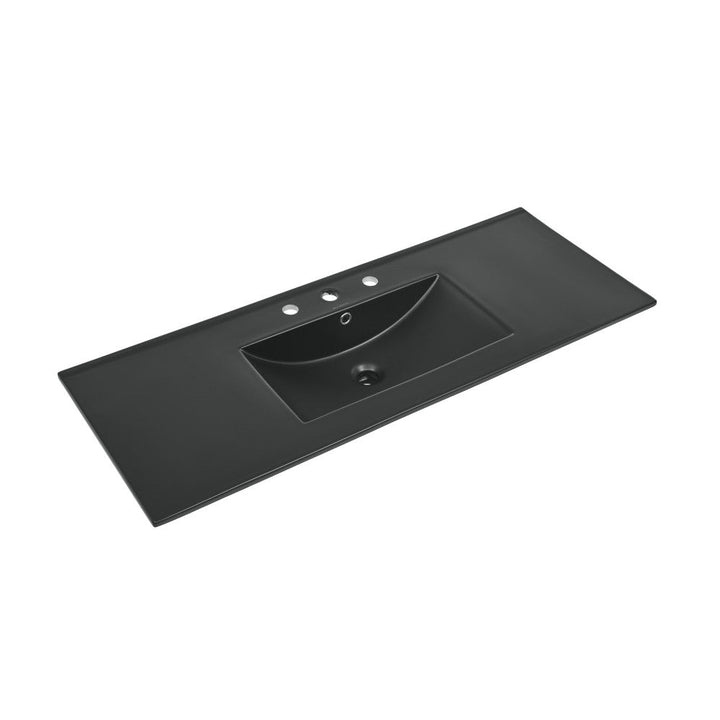 48" Ceramic Vanity Top with Three Faucet Holes in Matte Black