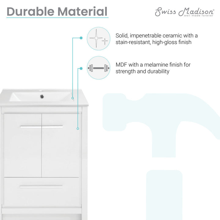 Virage 24" Freestanding, Bathroom Vanity in Glossy White