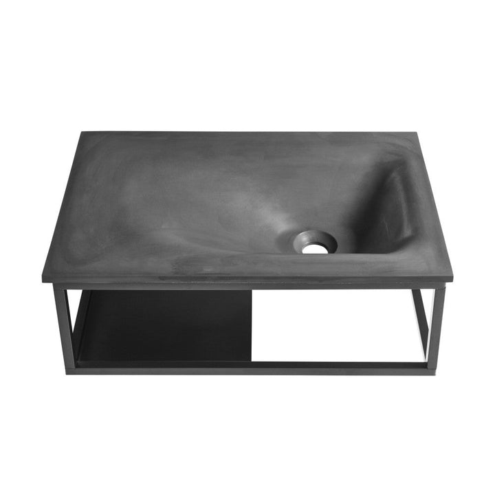 Lisse 24" Rectangle Concrete Wall-Mount Bathroom Sink in Dark Grey