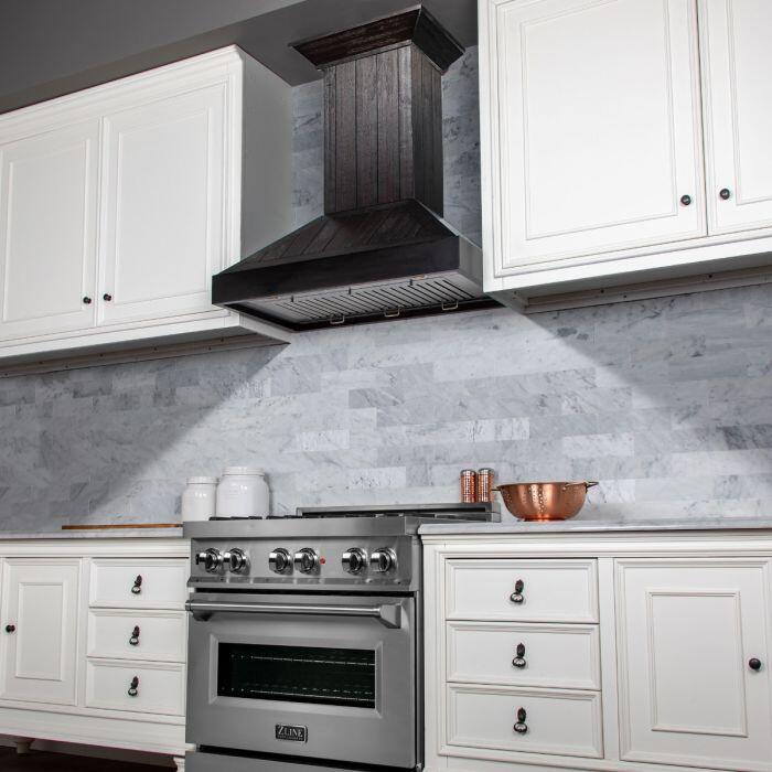 Wooden Wall Mount Range Hood in Rustic Dark Finish - Includes Motor (KPDD-30)  ZLINE 30 in.