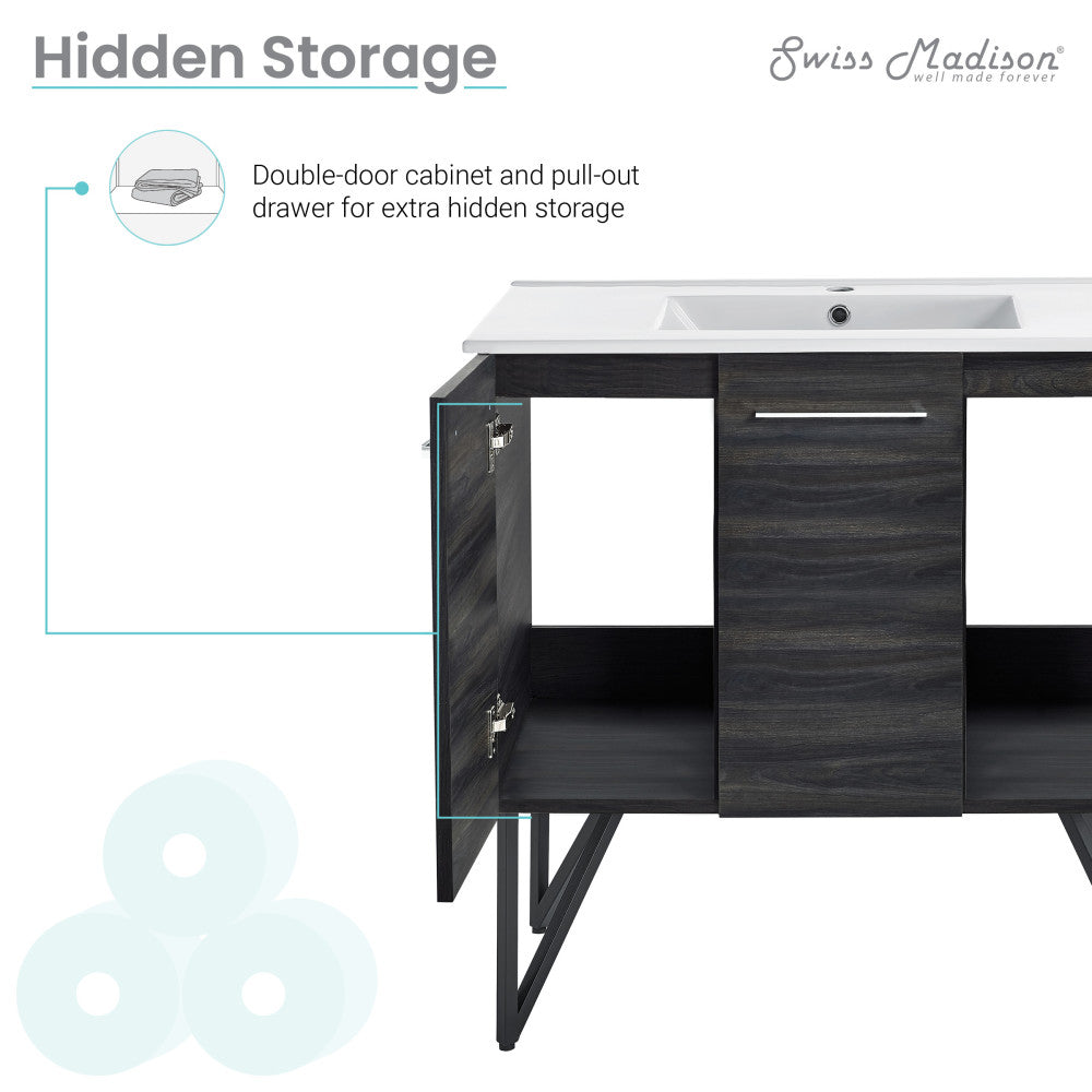 Annecy 36 Single, Black Walnut, Two Doors, One Drawer, Bathroom Vanity