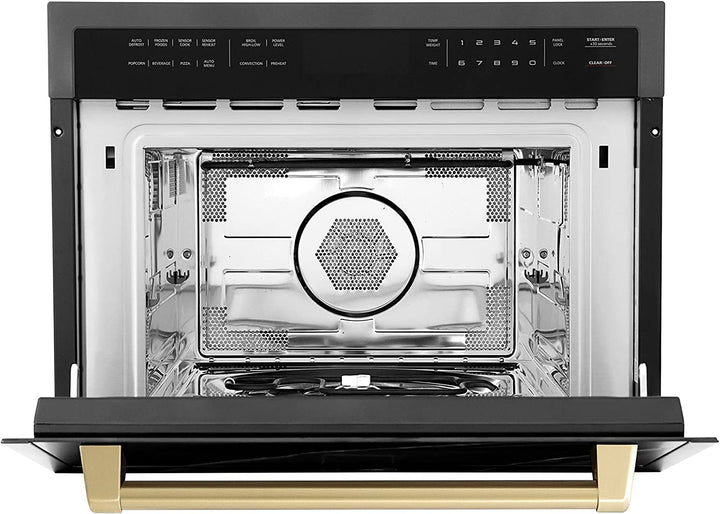 ZLINE 24" Built-in Convection Microwave Oven in Black Stainless Steel &amp; Champagne Bronze Accents 1.6 cu ft.