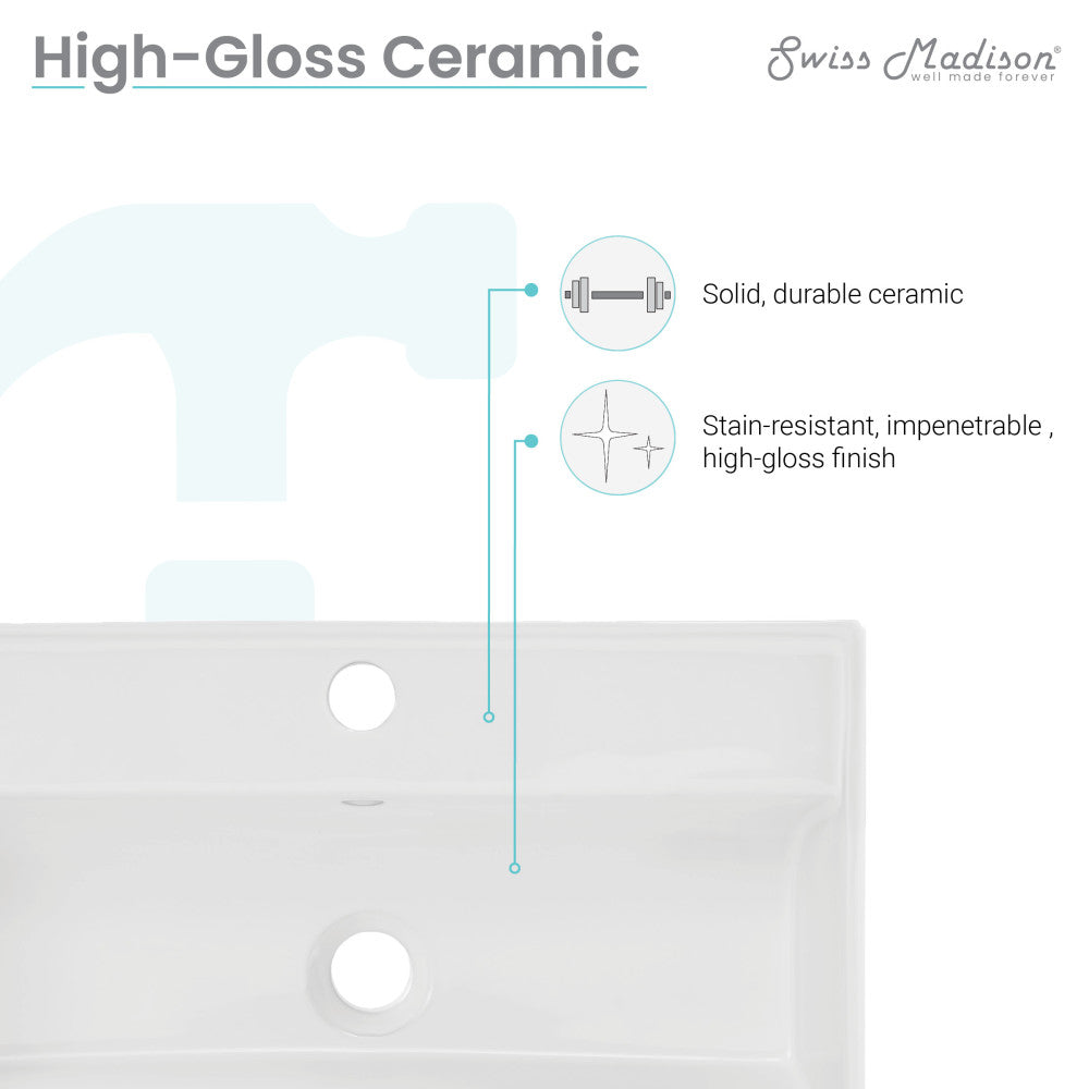 Claire 22" Wall-Mount Bathroom Sink with Brushed Gold Towel Bar