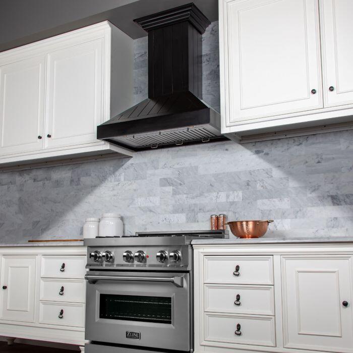 Wooden Wall Mount Range Hood in Black - Includes Motor (KPCC-36)  ZLINE 36 in.