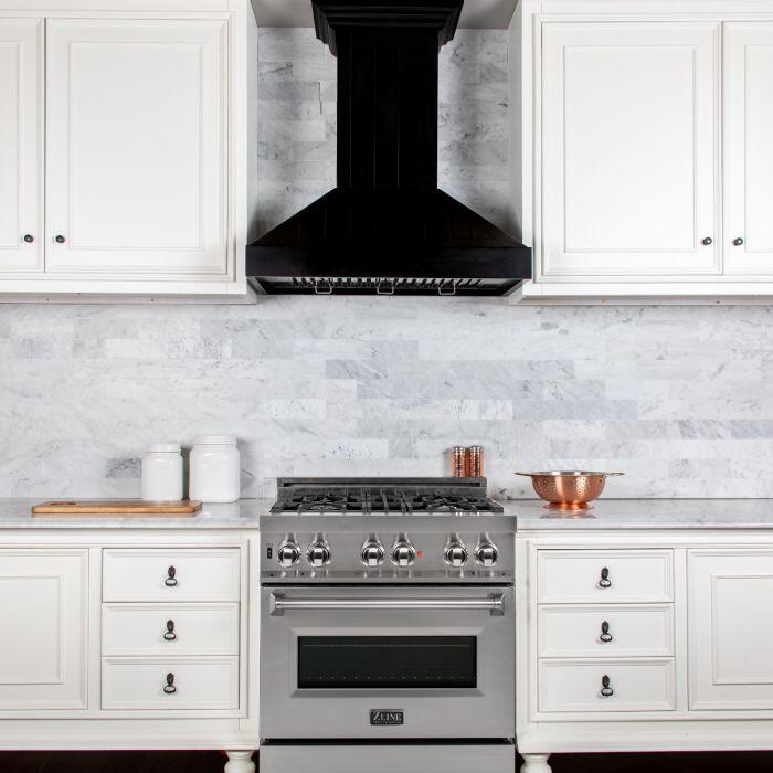 Wooden Wall Mount Range Hood in Black - Includes Motor (KPCC-30)  ZLINE 30 in.