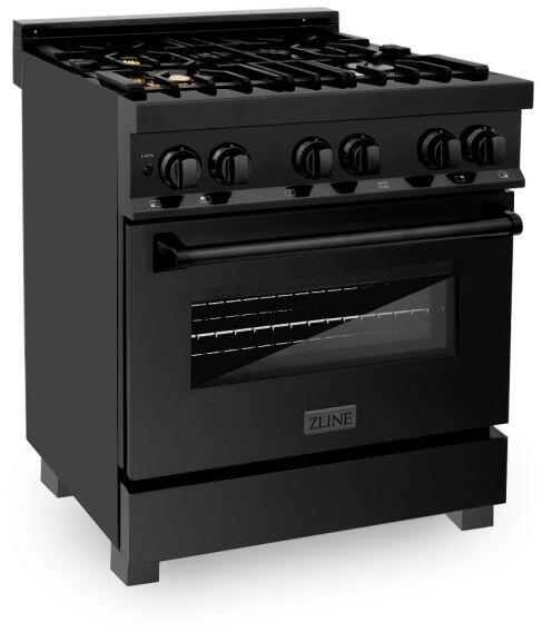 ZLINE 30 in. Professional Gas Burner/Electric Oven in Black Stainless Steel with Brass Burners, RAB-BR-30