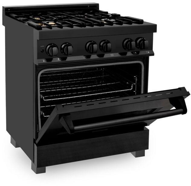 ZLINE 30 in. Professional Gas Burner/Electric Oven in Black Stainless Steel with Brass Burners, RAB-BR-30