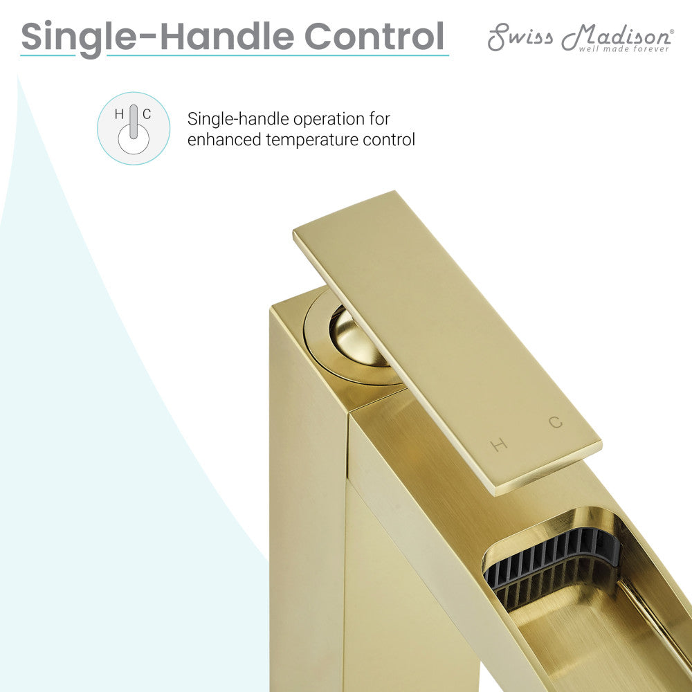 Concorde Single Hole, Single-Handle, High Arc Waterfall, Bathroom Faucet in Brushed Gold