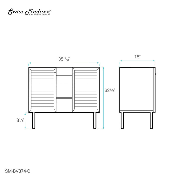 Bron 36" Bathroom Vanity in Oak- Cabinet Only