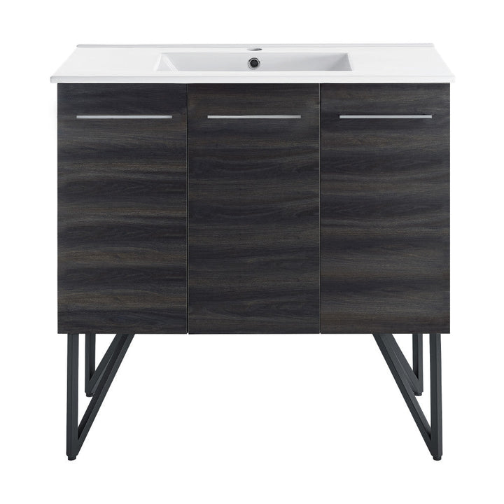 Annecy 36 Single, Black Walnut, Two Doors, One Drawer, Bathroom Vanity