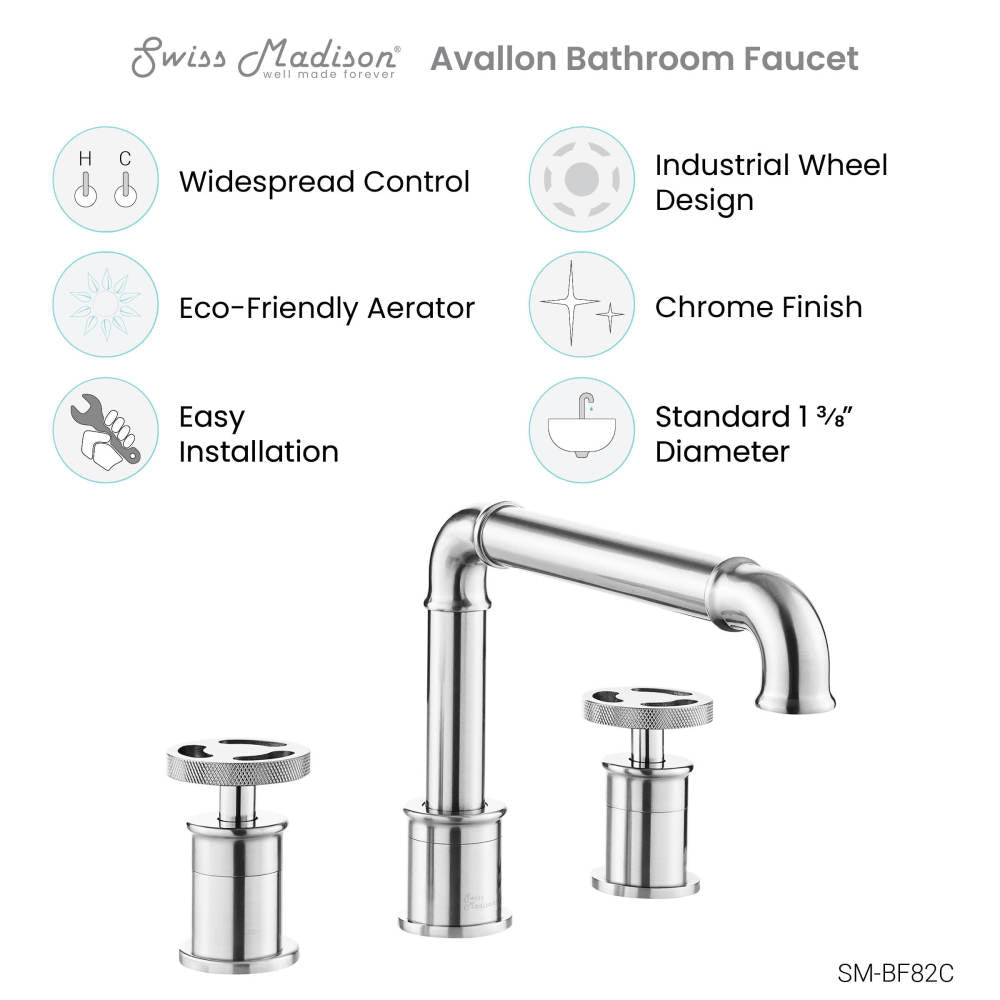 Avallon 8 in. Widespread, 2-Handle Wheel, Bathroom Faucet in Chrome