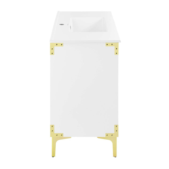 Voltaire 36" Single, Bathroom Vanity in White with Gold Hardware