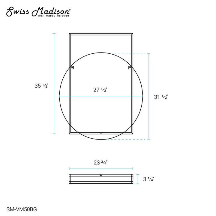 Pierre 35.5" Vanity Mirror in Brushed Gold