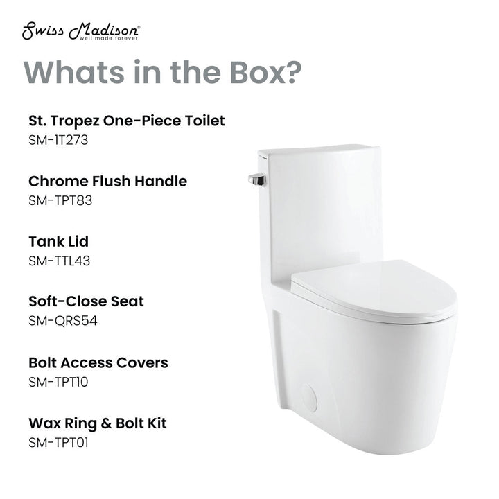 St. Tropez One-Piece Elongated Toilet Left Side Flush, 10" Rough-In 1.28 gpf