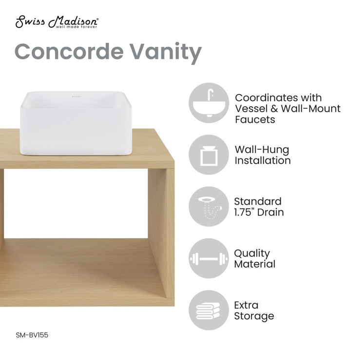 Concorde 24'' Wall-Hung Vanity In Natural Oak