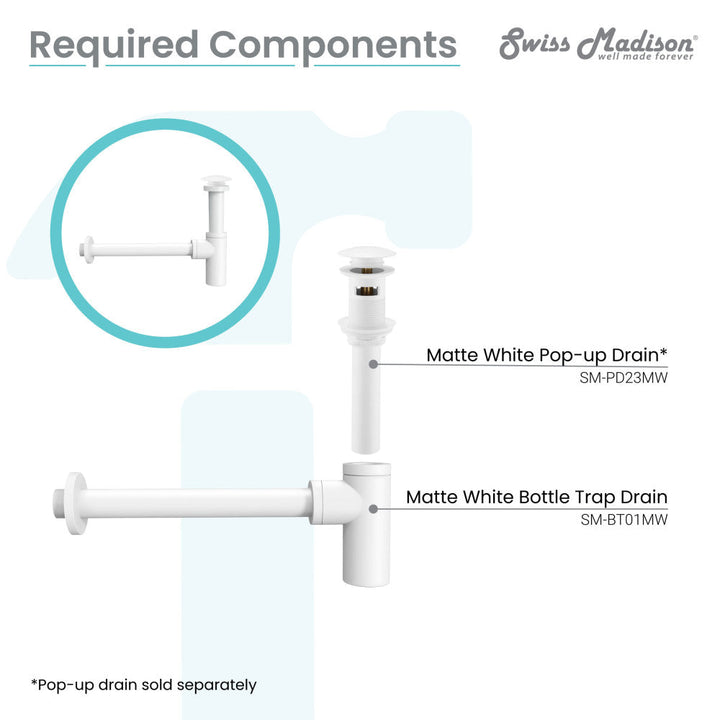 Bottle Trap Drain, Matte White