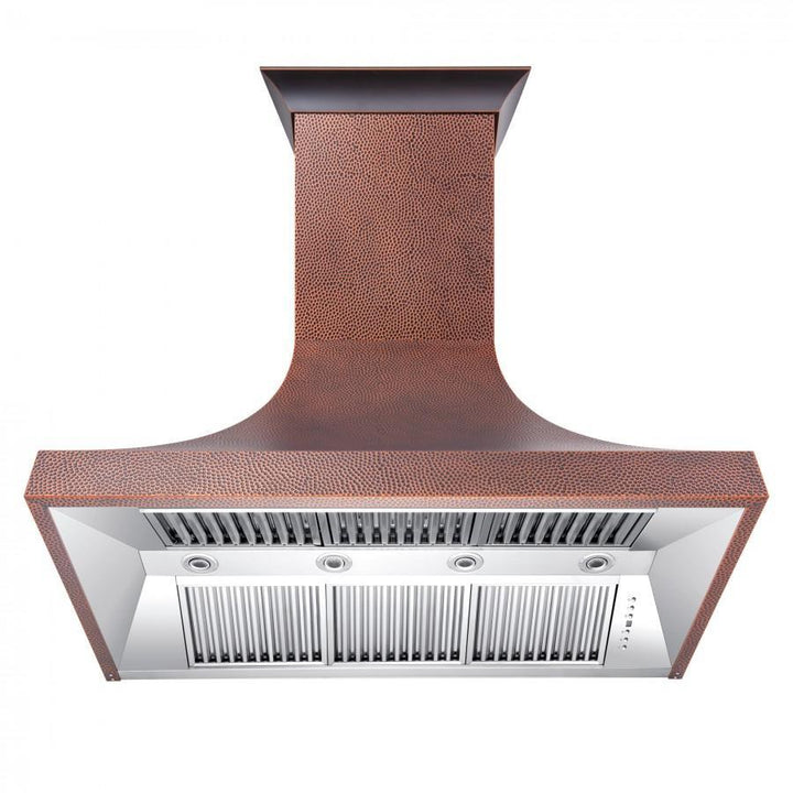 ZLINE 48 in. Designer Series Hand-Hammered Copper Finish Wall Range Hood, 8632H-48