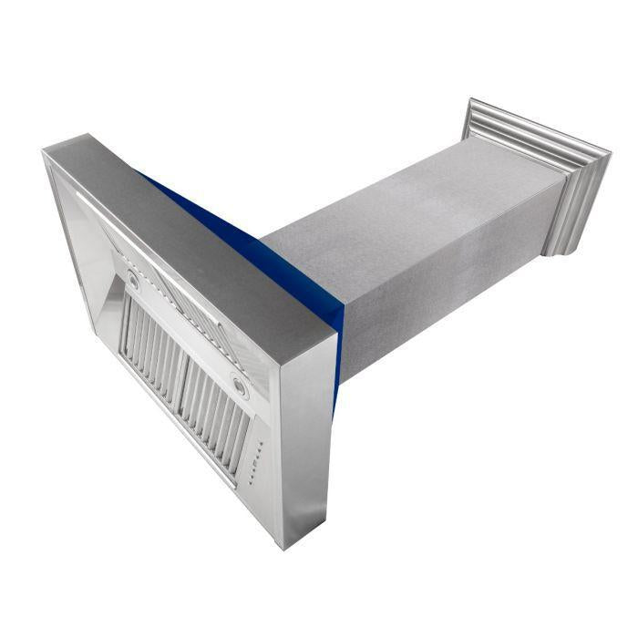 ZLINE 30 in. Ducted DuraSnow® Stainless Steel Range Hood with Blue Gloss Shell, 8654BG-30