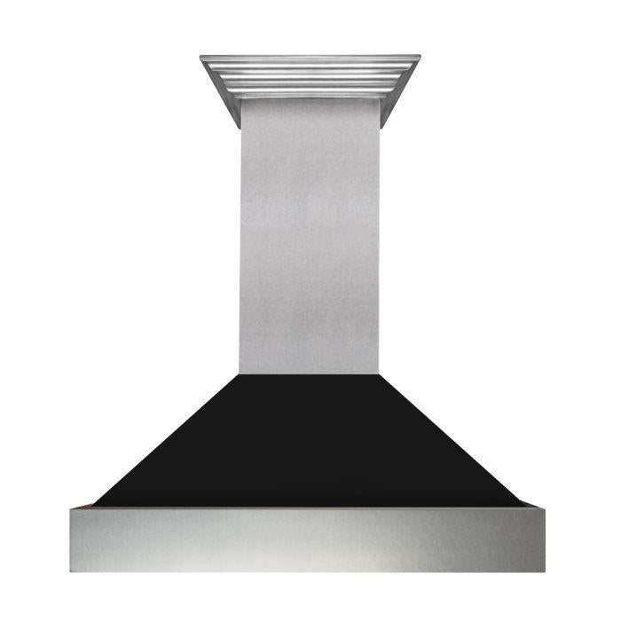 ZLINE 48 in. Ducted DuraSnow® Stainless Steel Range Hood with Black Matte Shell, 8654BLM-48