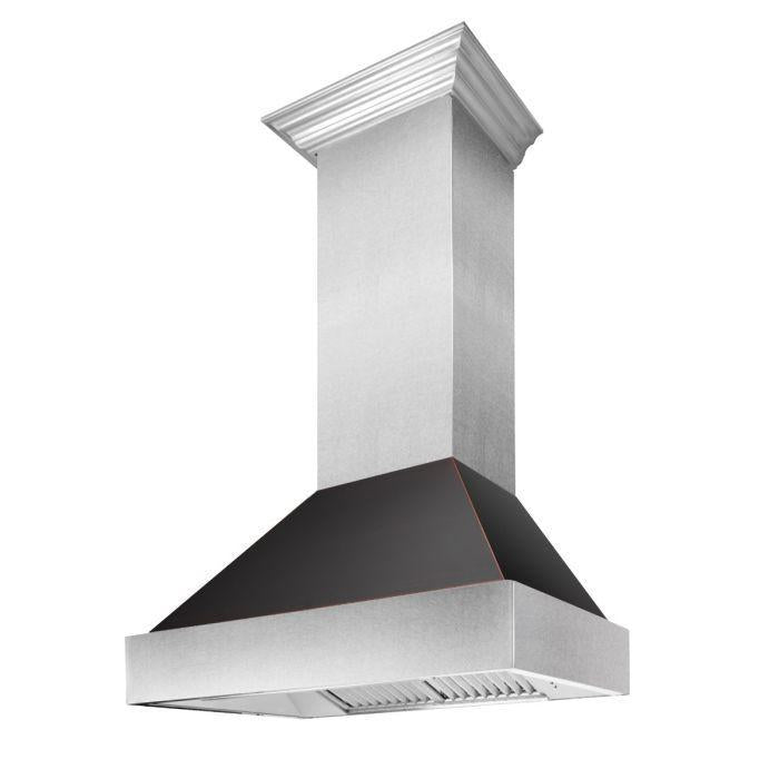 ZLINE 30 in. Ducted DuraSnow® Stainless Steel Range Hood with Oil Rubbed Bronze Shell, 8654ORB-30