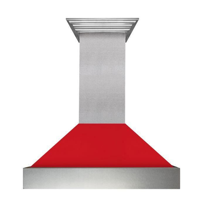 ZLINE 30 in. Ducted DuraSnow® Stainless Steel Range Hood with Red Matte Shell, 8654RM-30