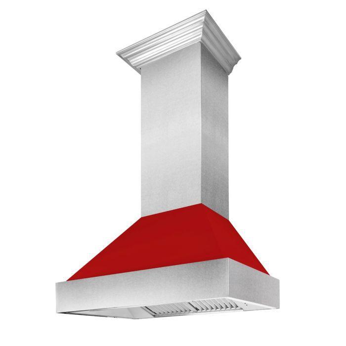 ZLINE 36 in. Ducted DuraSnow® Stainless Steel Range Hood with Red Matte Shell, 8654RM-36