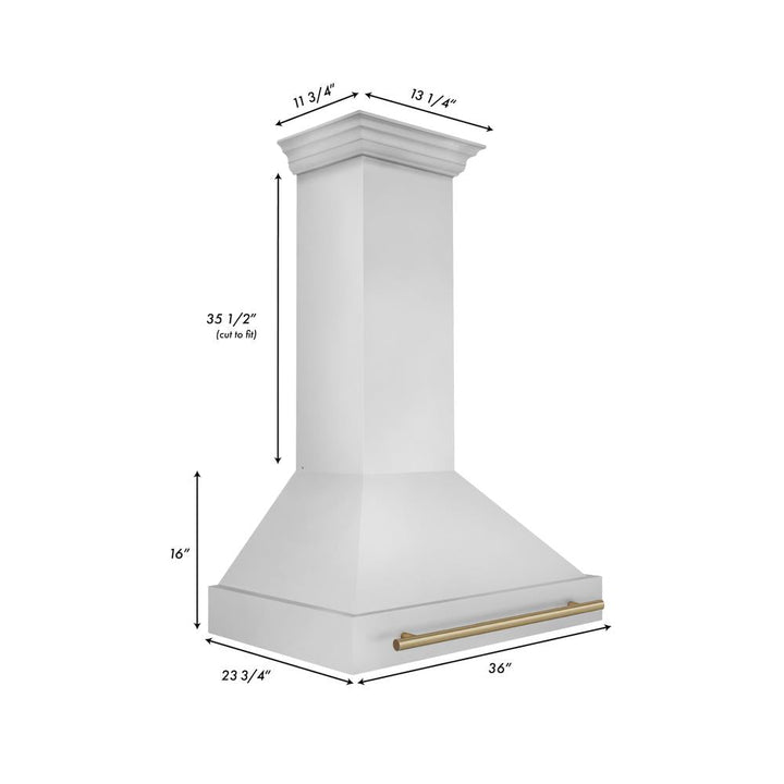 ZLINE Autograph Edition 36 in. Kitchen Package with Stainless Steel Dual Fuel Range, Range Hood, Dishwasher and Refrigerator Including External Water Dispenser with Champagne Bronze Accents (4AKPR-RARHDWM36-CB)